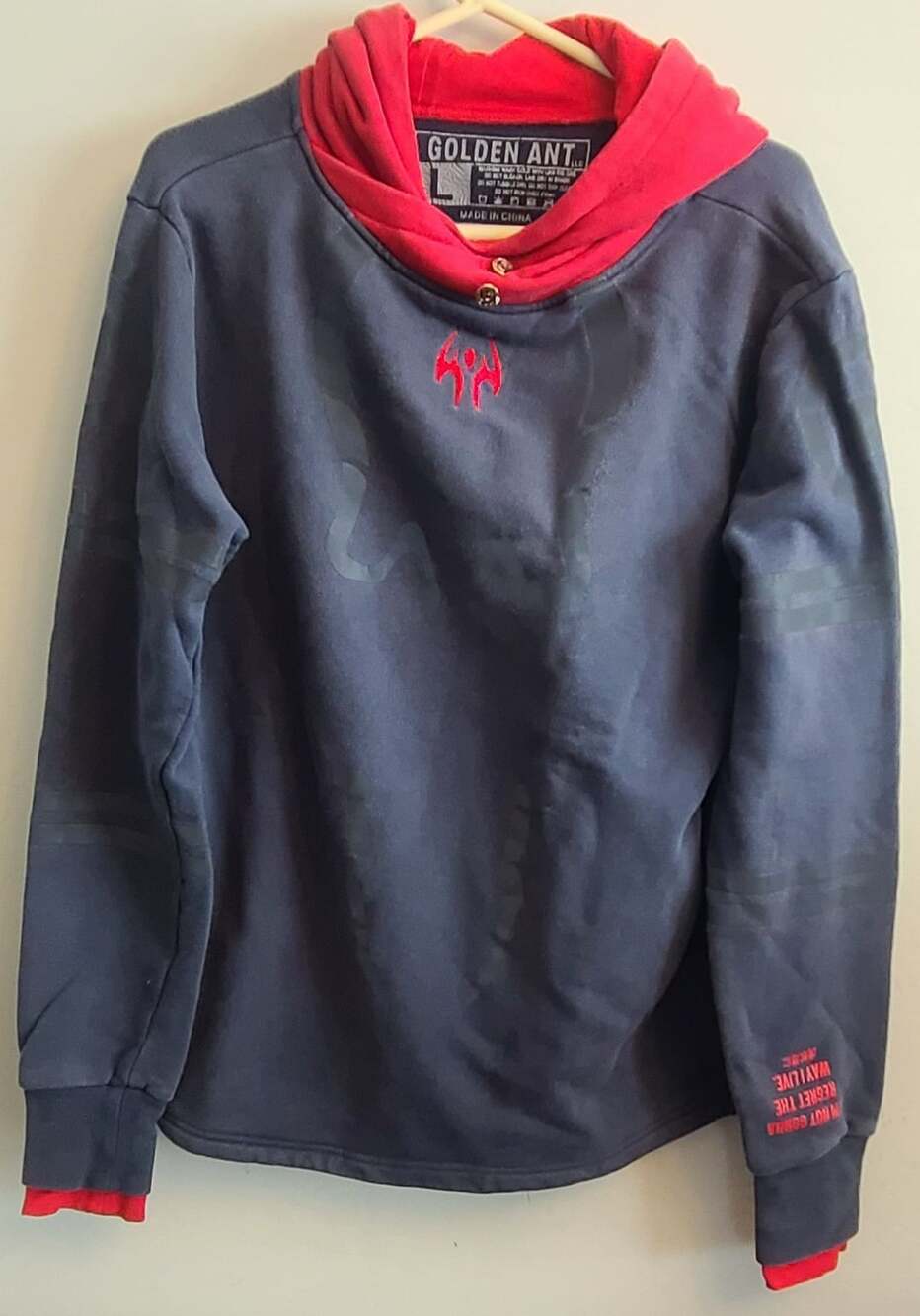 Golden Ant Yuji Itadori Sukuna Anime Hoodie Size Large Unisex Blue Red Cursed Ve